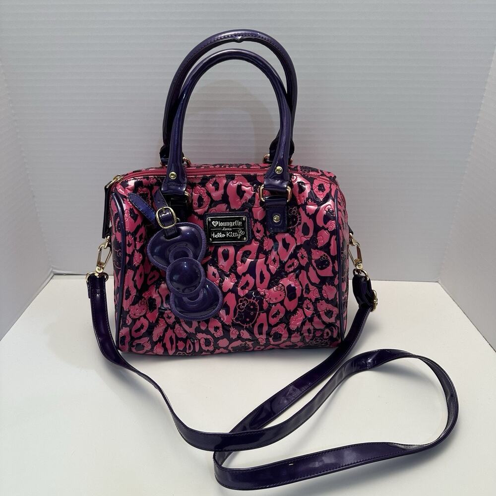 RARE 2013 Vintage Loungefly Hello Kitty Crossbody Purse Pink/Purple Leopard Y2K